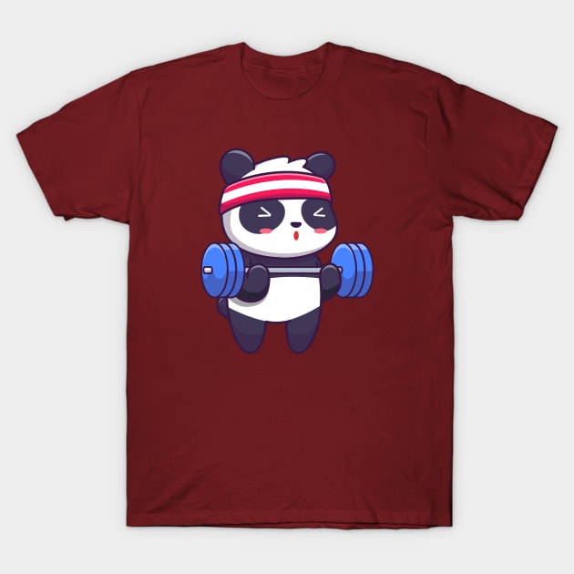 Cute panda lifting barbell T-Shirt by Catalyst Labs